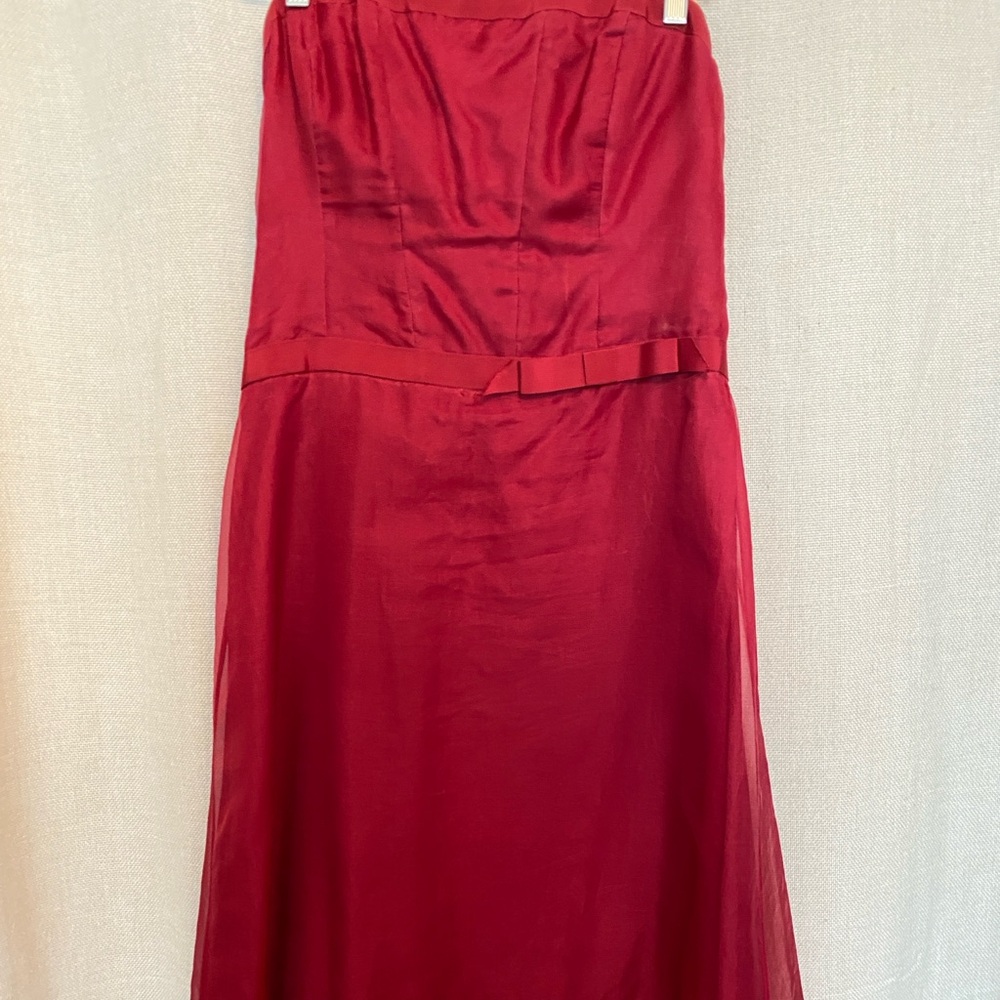 Nicole Miller Red Strapless silk dress /